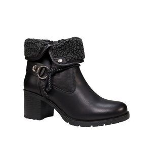 Good Choice Womens 7 M Black Faux Leather Block Heel Lined Ankle Booties NIB GZ5